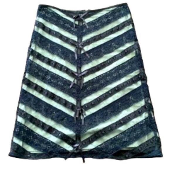 Vintage Black Mesh & Lace Overlay Fairy Whimsygoth Skirt Y2k Black 2 - Picture 1 of 5